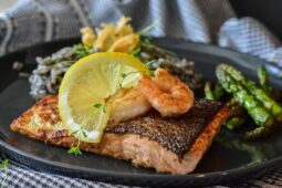 grilled salmon in plate